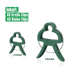 Miuezuth Pack of 96 Plant Clips for Tomatoes, Cucumbers, Climbing Roses and Other Climbing Plants, Sturdy High-Quality Plant Clips, Trellis for Plants (48 Large + 48 Small)