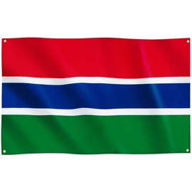 Runesol The Gambia Flag, 91x152cm, 3ft x 5ft, 4 Grommets, Eyelet In Every Corner, Gambian Republic Flag, Premium Flags, Inside, Outside, Vivid Colours