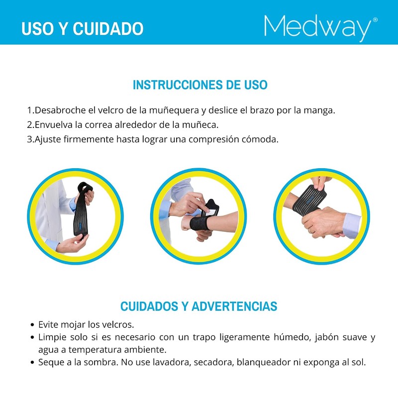 MEDWAY Muñequera Elástica en Banda Color Negro Talla Universal