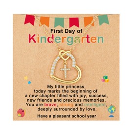 ESPVO First Day of Kindergarten School Gifts Necklace 1st K Here I Come for Little Girl Kids 4-6 Year Old Cute Girls Stuff Jewelry