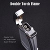 CIGARISM Double Torch Jet Flame Cigar Lighter W/Punch (Silver)