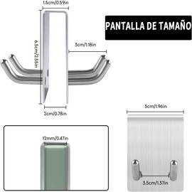 Gancho de Acero Inoxidable, 2 Paquetes Ganchos de Baño, Ganchos de Toalla Laterales Dobles para Puerta de Ducha de Vidrio Sin Marco, Ganchos para Puerta de Ducha para Esponja, Bata de Baño (Plata)