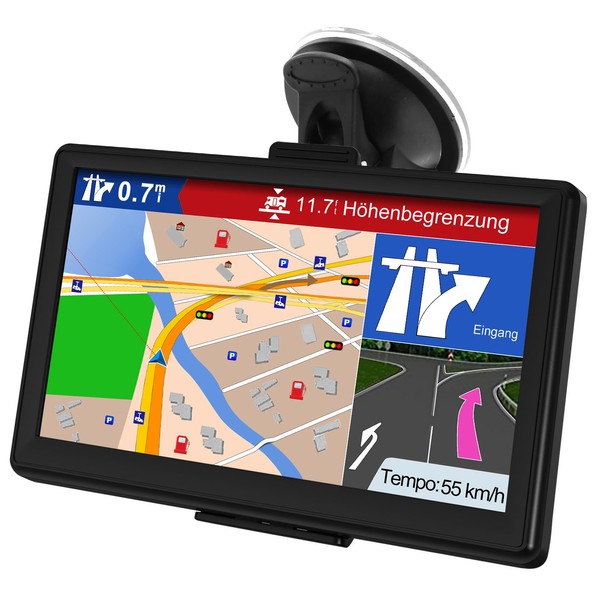 Jimwey GPS Navigation Device for Car 2023 Truck Navigation 7 Inch Navigation for Car Car with Europe UK 52 Maps, Lifetime Free Map Update, POI, Speed Camera Warning, Voice Guidance Lane Assistant