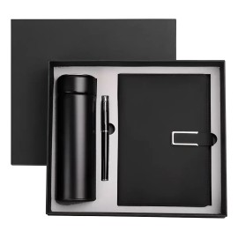 Caja Regalo Cuaderno Agenda De Cuero Con Bolígrafo Y Termo