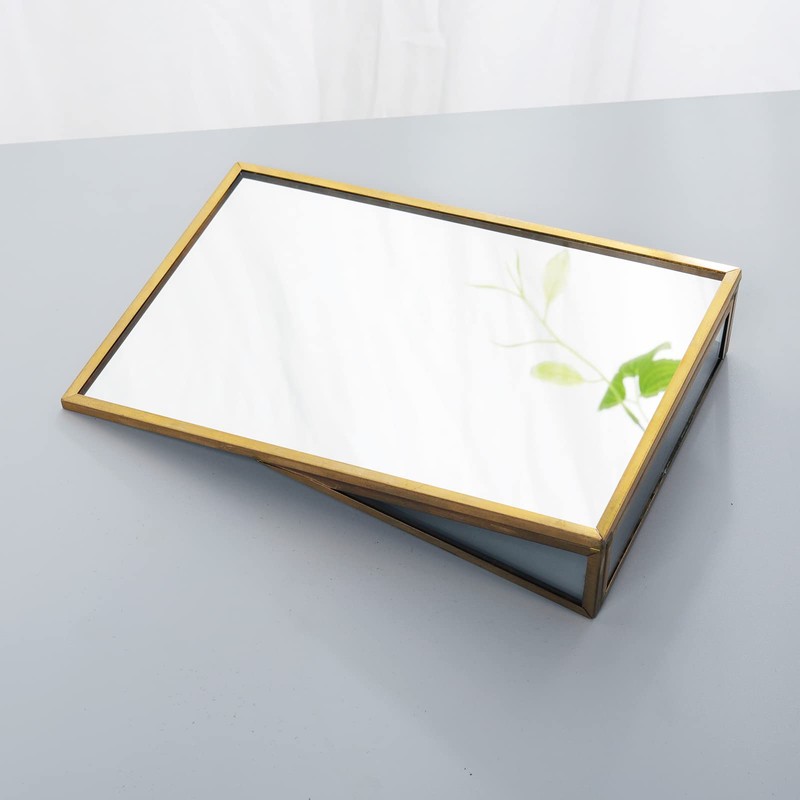 Espejo de maquillaje dorado para computadora, encimera, baño, afeitado, maquillaje,