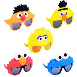 Sun-Staches Sesame Street Sunglasses 5 Pack | Group Costume for 5 People | Includes Ernie, Bert, Cookie Monster, Big Bird, & Elmo