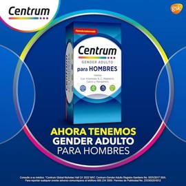 Centrum Multivitaminico Gender Adulto Hombre com Magnesio, Vitamina C, Calcio y Zinc, 60 Tabletas