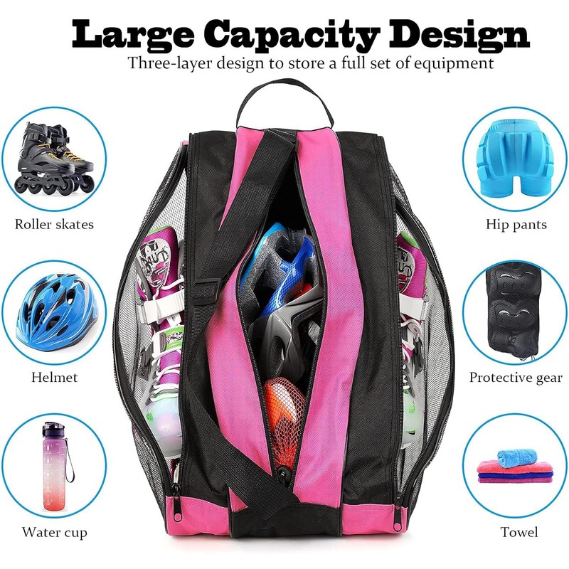 FIBOUND Roller Skate Bag, Oxford Fabric, Pink, 15.35 x 7.87