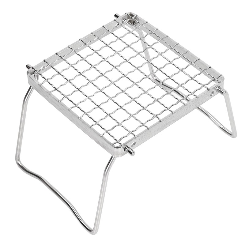 Portable Campfire Grill Silver Mini Folding Grill Rack Stainless Steel