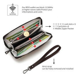 TAOSITUE Women Wallet RFID Credit Card Holder Travel Wallets Leather Zipper for Women, Winter House, Modern