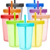 Youngever 9 Sets 16 Ounce Plastic Cups with Lids and