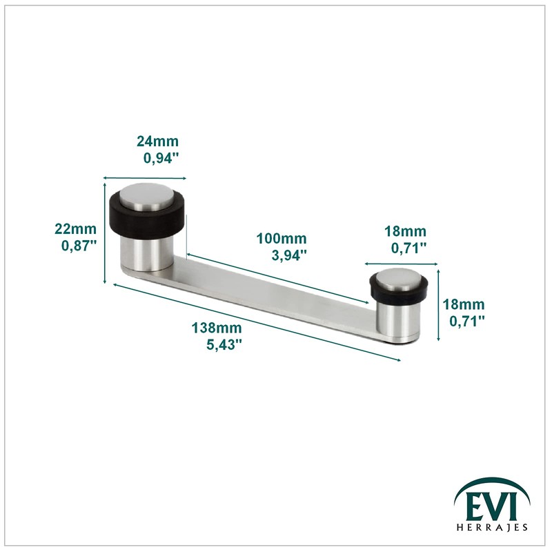 HERRAJES EVI Swivel Door Stop, Large Door Retainer, Stainless Steel,