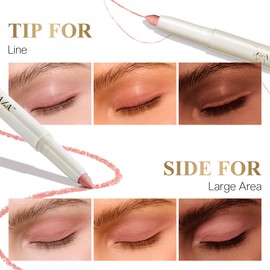 LUXAZA PRO 2PCS Eyeshadow Makeup Stick, Cream Shimmer, Eyeshadow Highlighter Makeup Eye Brightener Pencil Sticks Cosmetics, with Built-in Brush and Sharpener, S3M4 Peach-Bud