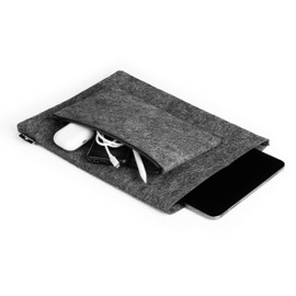 Durable Felt Laptop Sleeve MultiBag Effect, for 13 inch Laptops and Tablets, Made from 60 Percent Recycled PET Felt, Includes Accessory Bag, Anthracite Grey