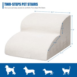 Dog Stairs for Small Dogs - High Density Foam Pet Steps, Extra Wide Dog Ramp with Non-Slip Bottom for High Beds, Couch and Sofa, Best for Dogs Injured, Older Doggy Cats