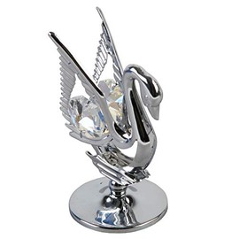 Crystocraft Chrome Plated Swan Ornament With Crystal From SwarovskiÂ®
