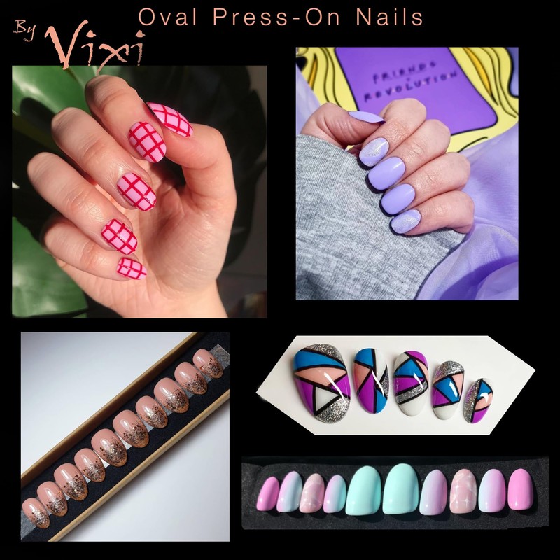 By Vixi 600 SHORT OVAL NAIL SET with PREP FILE,