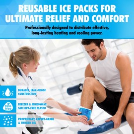 Perfect Remedy 2 Pack Gel Ice Packs for Injuries, Reusable Gel Ice Packs for Muscle Pain, Cold & Hot Pack, Ice Pack for Knee & Back/Neck Ice Pack, Hot Water Bottles Alternative(Blue, Regular)