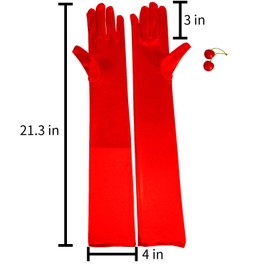 Savita Satin Evening Gloves, Long Opera Gloves, Dance Gloves, 1920s Gloves for Women, Girls, red