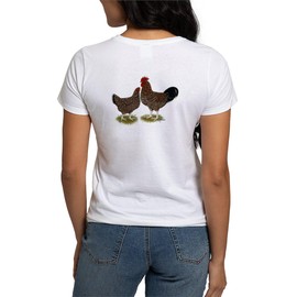 CafePress Speckled Sussex Chickens Women's T Shirt Womens Classic Crew-Neck Soft T-Shirt White