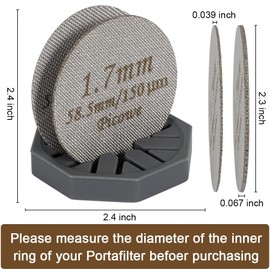 Picowe 2 Pack 58.5mm Puck Screen With Silicone Stand, Reusable Espresso Puck Screen for Espresso Portafilter, Stainless Steel 1.7mm/1.0mm Thickness 150μm Filter Mesh