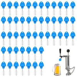cobee 50 Pack Beer Plugs Tap Brush, Beer Faucet Tap Cleaning Plug Brush Draft Beer Tap Plug Cap Cover Kit Keg Tap for Draft Beer Faucet Cap Restaurant Home Party Bar(Blue)