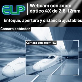 ELP Cámara USB 4K con micrófono Zoom manual Cámara web de 2,8 a 12 mm de enfoque variable PC Cámara web Mini UVC USB2.0 IMX317 USB Seguridad Cámara 8m