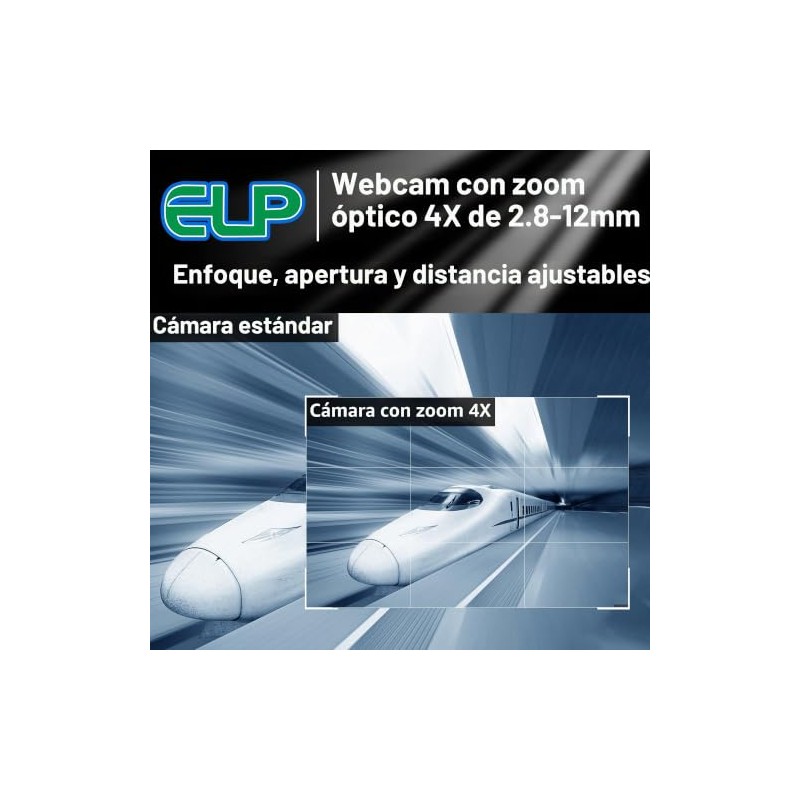 ELP Cámara USB 4K con micrófono Zoom manual Cámara web