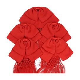 PACK OF 5 SMALL MEXICAN CHARRO BOW TIE WITH ELASTIC BAND AND 100% HANDMADE TIP (RED)