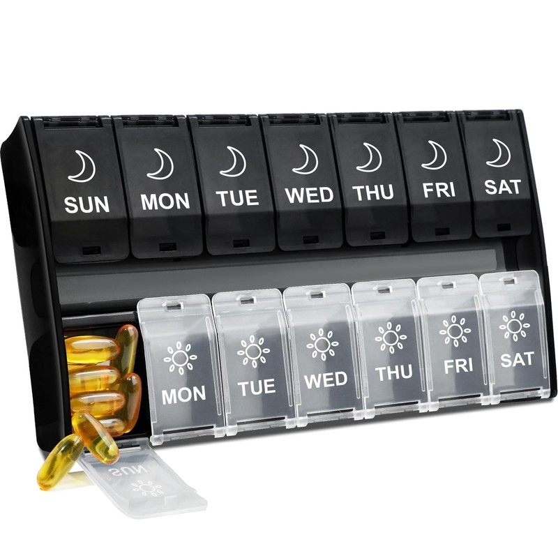 Mossime XL Pill Organizer 2 Times a Day, 7 Day