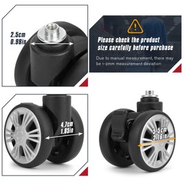 Zoofen Luggage Wheels Replacement with Brake 2 pcs Suitcase Wheels Replacement Wear-Resistant Suitcase Spinner Wheels for Luggage(Silver)