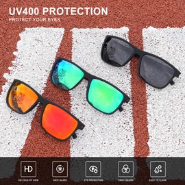 Ninesun Classic Square Sunglasses for Men and Women Lightweight Polarized Driving Sun Glasses with UV Protection 2 pack-3 (Black/Green)