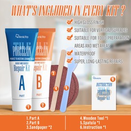 Porcelain Repair Kit White, High-Gloss Chipped Sink & Tile Repair Kit to Quickly Fix Sinks Chips and Tile Cracks with High Bond Strength, Porcelain Sink Repair Kit for Tub, Tiles, Sinks and Toilet