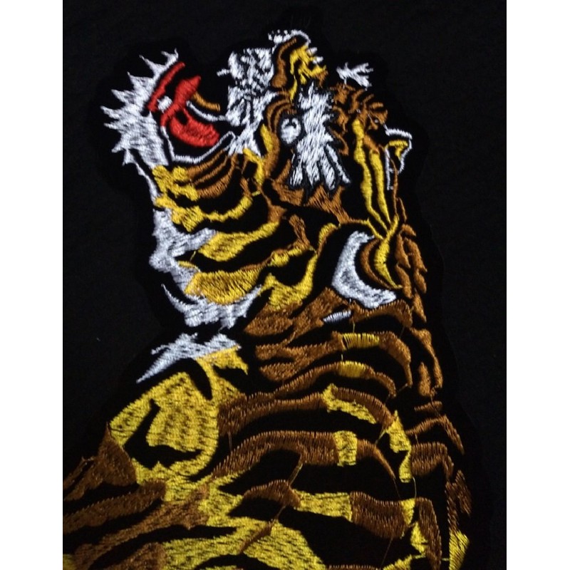 POWIITEM Embroidered Patch, Tiger, Iron, Extra Large Applique (Front and