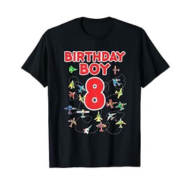 8th birthday boy airplane shirt- Eight Birthday party Kids T-Shirt