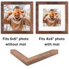 6x6 Picture Frame Brown, Display Photos 4x4 with Mat or