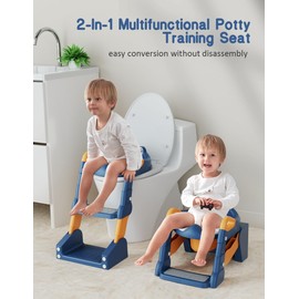 Potty Training Seat, Toddler Potty Training Toilet, Upgrade 2 In 1 Toddler Toilet Seat with Steps Stool Splash Guard and Anti-Slip Pad Soft Cushion, Potty Seats for Toddlers Baby Kids