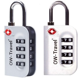 OW-Travel Luggage Locks TSA Approved (2 Pack Silver) 4 Digit Suitcase Padlocks. TSA Locks Approved Security Backpack Padlock Suitcase, Case Locks, Combination Lock Luggage Bag, Gym Locker Padlocks