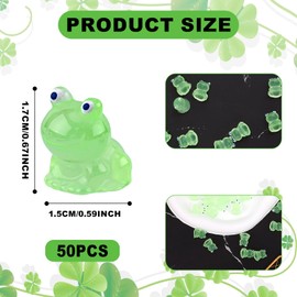 50pcs Mini Resin Luminous Frogs, Cute Tiny Glow in The Dark Frogs Miniature Glowing Frog Ornaments for Garden Dollhouse Decoration Crafts (Green)
