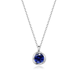 immobird Women's Necklace 925 Sterling Silver Necklace Birthstones Rose Shape Gifts Ladies Daughter Christmas Valentine's Day Mother's Day, Cubic Zirconia, Created Blue Sapphire