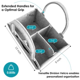 Cute Castle 2 Pack Diaper Caddy Organizer - Portable Baby Caddy Organizer with Handle, Nursery Storage Bin and Car Organizer for Girls, Boys - Baby Gift Basket - Grey