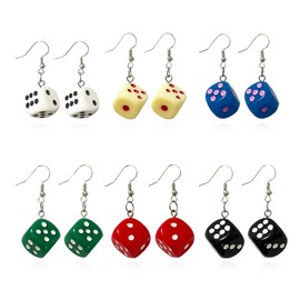 XYAYOU Resin 3D Dice Drop Earrings for Women Men Night Club Party Jewelry, Zinc, No Gemstone