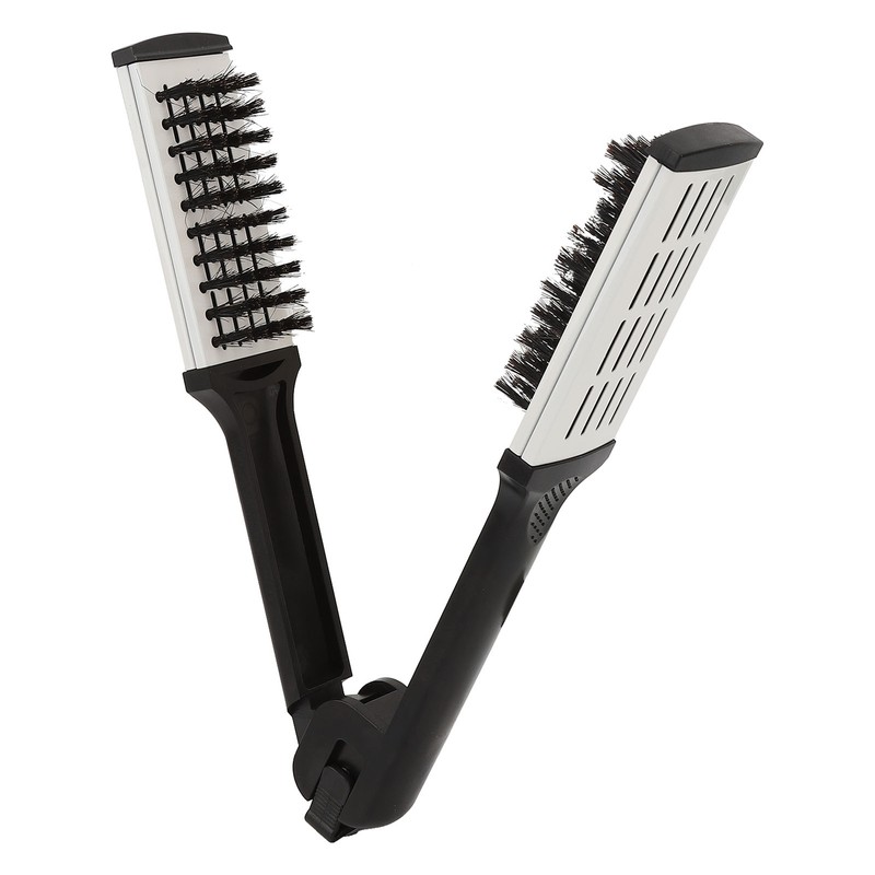 Hair Straightening Double Brush Comb Soft Bristles Prevent Static Heat