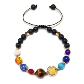 MENGLINA Women Stone Bead Charm Bracelet Universe Galaxy the Eight Planets Nine Planets in the Solar System Guardian Star Bracelets, adjustable, Stone