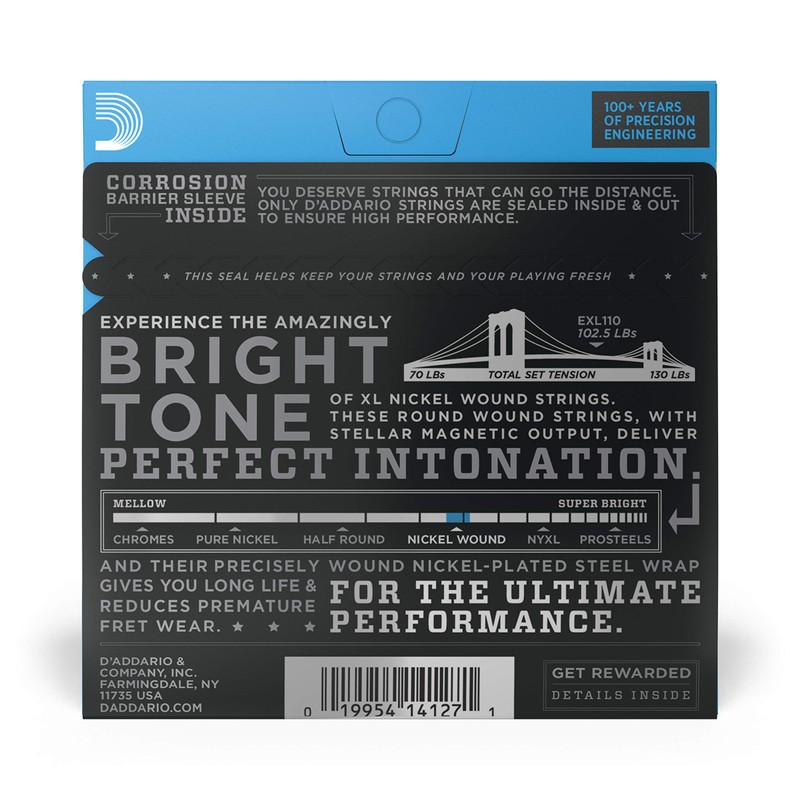 D'Addario Electric Guitar Strings, XL Nickel, EXL110, Regular Light Gauge