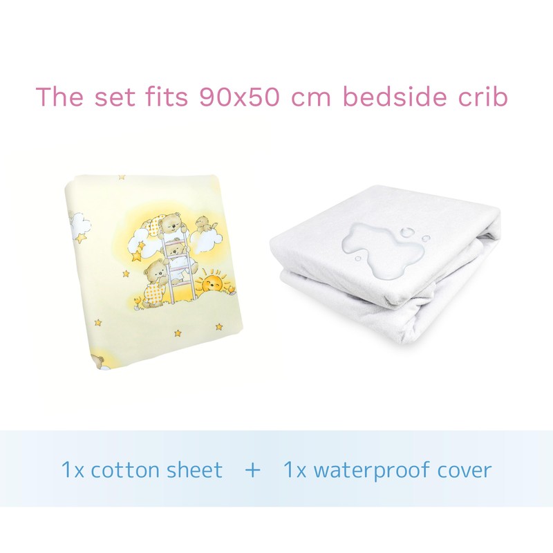 100% Cotton Fitted Sheet with Waterproof Mattress Protector to fit