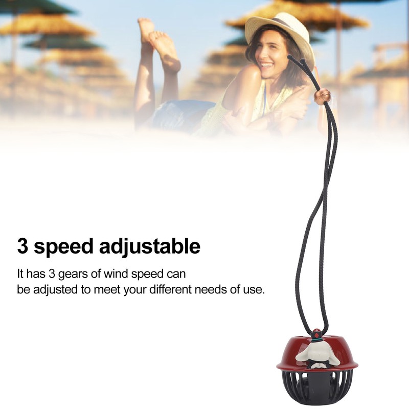 Hanging Neck Fan Leafless Cute Cartoon Design Quiet USB Rechargeable