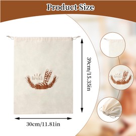 Dewocke Bread Bags, 4 Pack Natural Linen Bread Storage Bags, Reusable Food Storage Bag, Bread Storage Bags, Linen Bread Bags, for Homemade Bread, Keep Bread Fresh, Beige