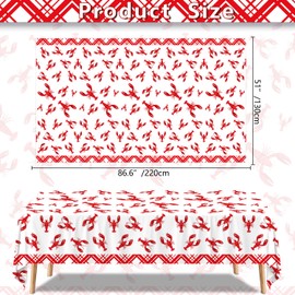 LWYGEGJO 4Pcs Crawfish Tablecloth Birthday Party White and Red Crawfish Table Covers 51 x 86 Rectangle Lobster Table Cloth for Birthday Party Baby Shower Wedding Decoration Supplies