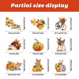Mirabuy 9 Sheet Fall Thanksgiving Window Clings Autumn Animals Window Stickers for Home Supplies, Yellow